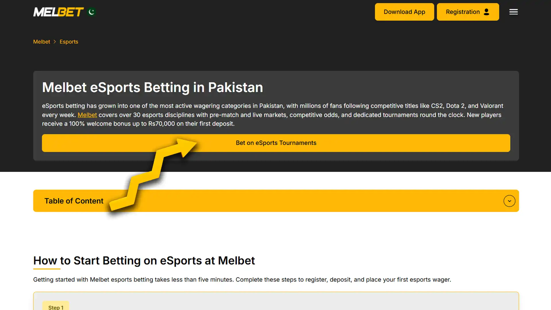 Register your account on the official Melbet website.